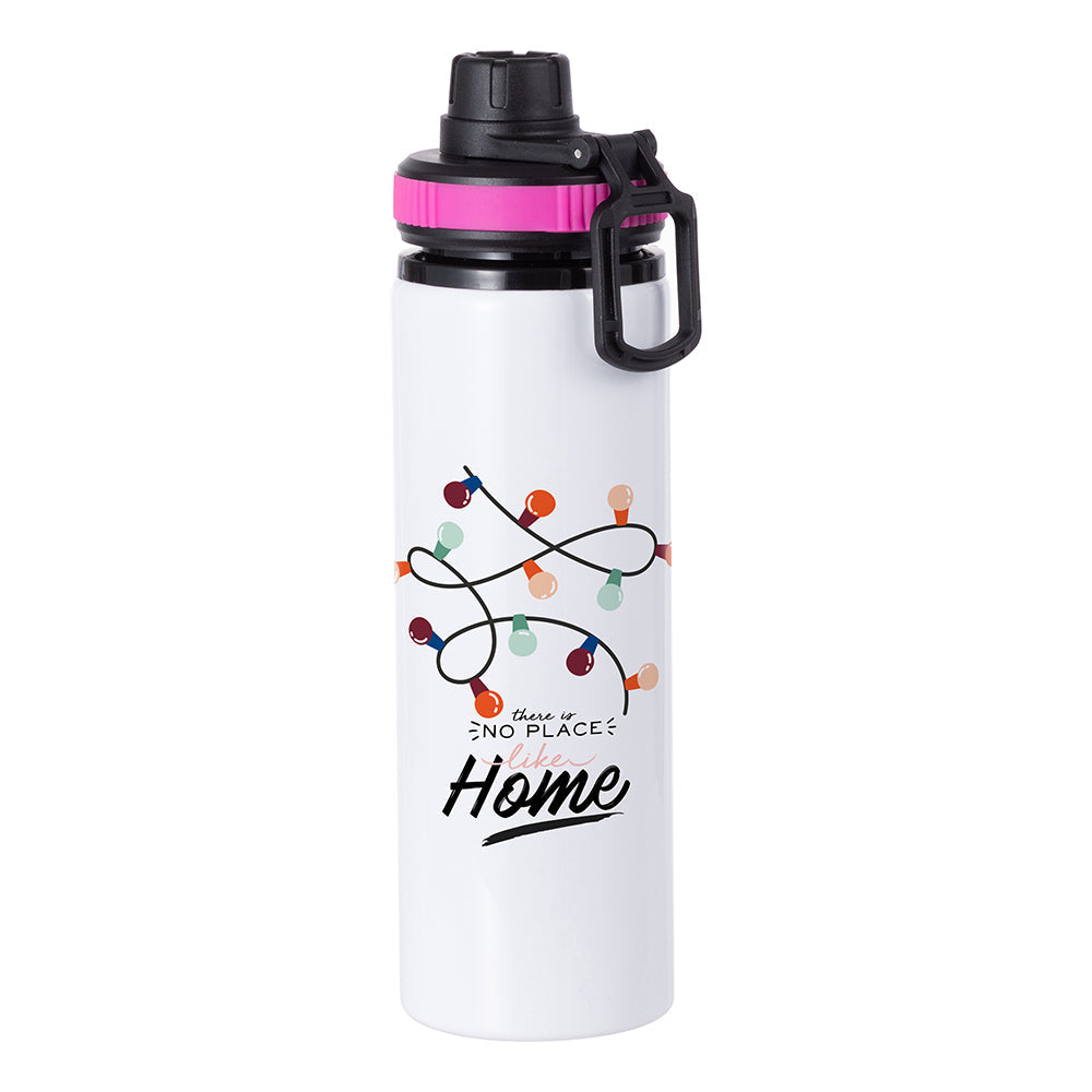 MissKraft - Sublimation - Gourde en Aluminium - Blanc/Bouchon Noir-Rose - 850 ml