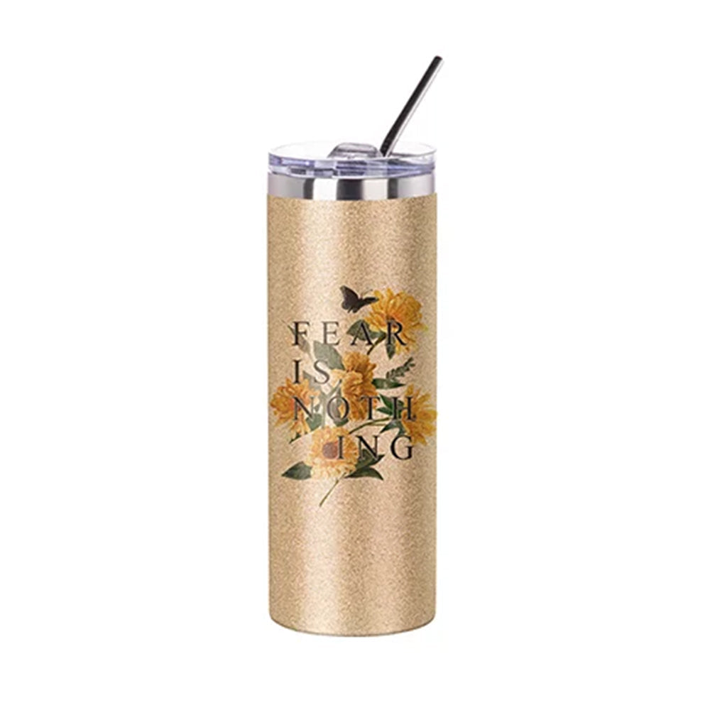 MissKraft Sublimation | Verre en Acier avec Paille | Or | 600 ml - Sublimé
