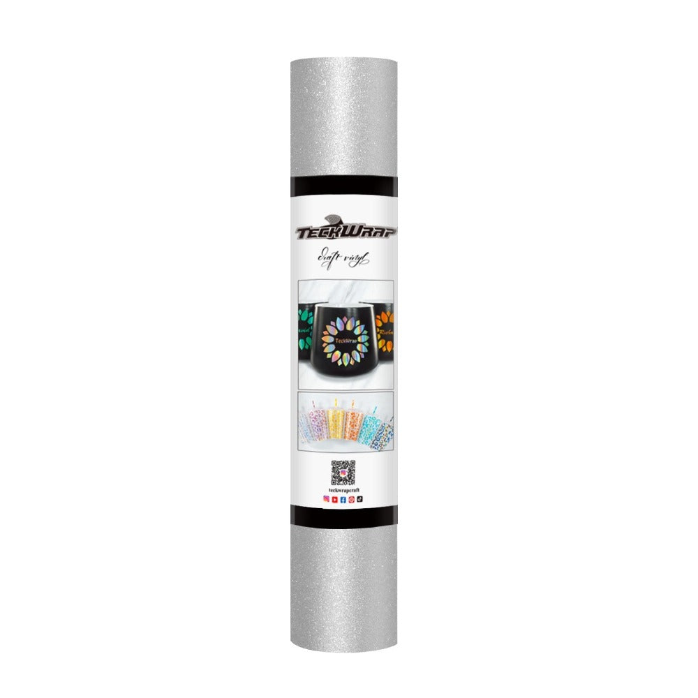 TeckWrapCraft - Glitter - Vinyle Adhésif Argent