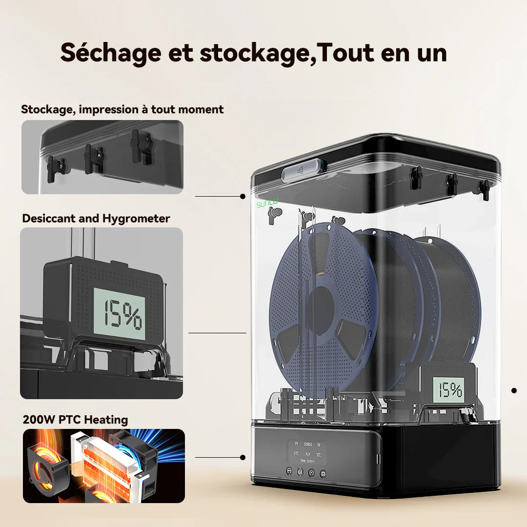 Sunlu - FilaDryer SP2 - Boite de stockage + Base Chauffante