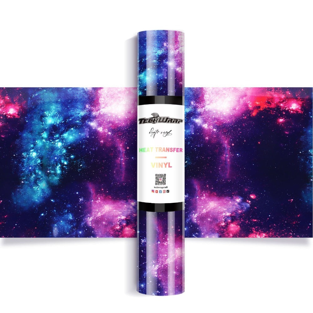 TeckWrapCraft - Galaxy HTV - Thermocollant - Nébuleuse Noir Cyan - 1,5 m