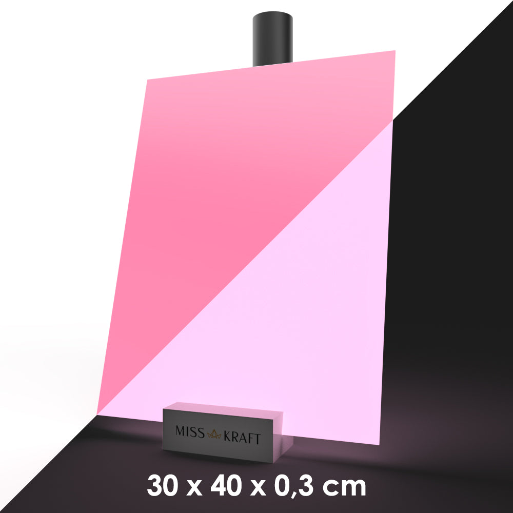 MissKraft - Plexiglass PMMA Acrylique -  Phosphorescent Rose - 30 x 40 cm - Ép. 3 mm