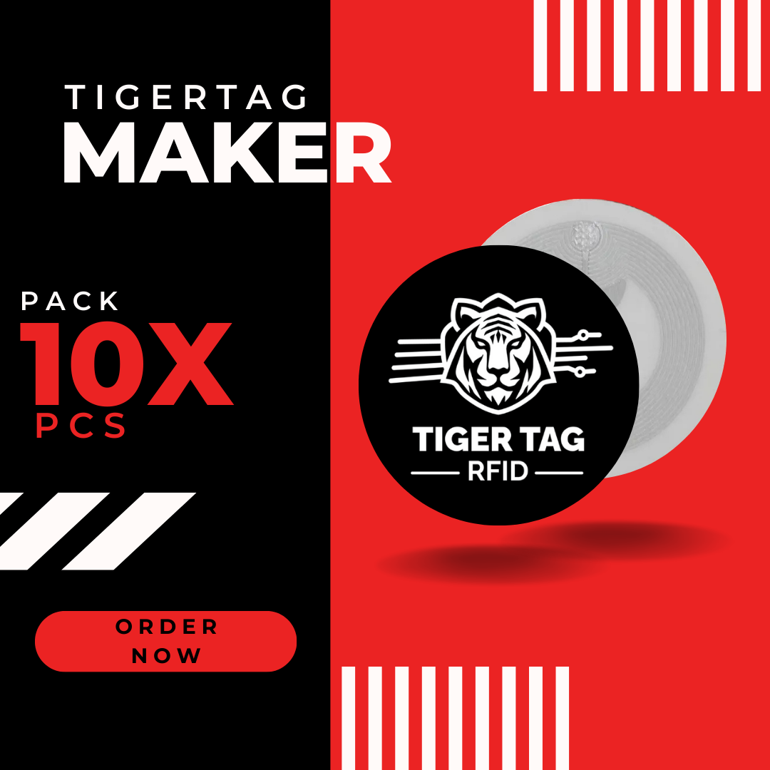 TigerTag Officiel 10 pcs — puces NFC autocollantes vierges à encoder pour vos bobines