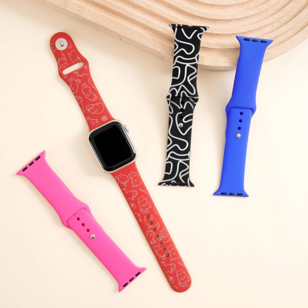 xTool - 4 Bracelets Apple Watch - Noir/Bleu/Rose/Rouge - 42/44/45/49 mm (M/L)