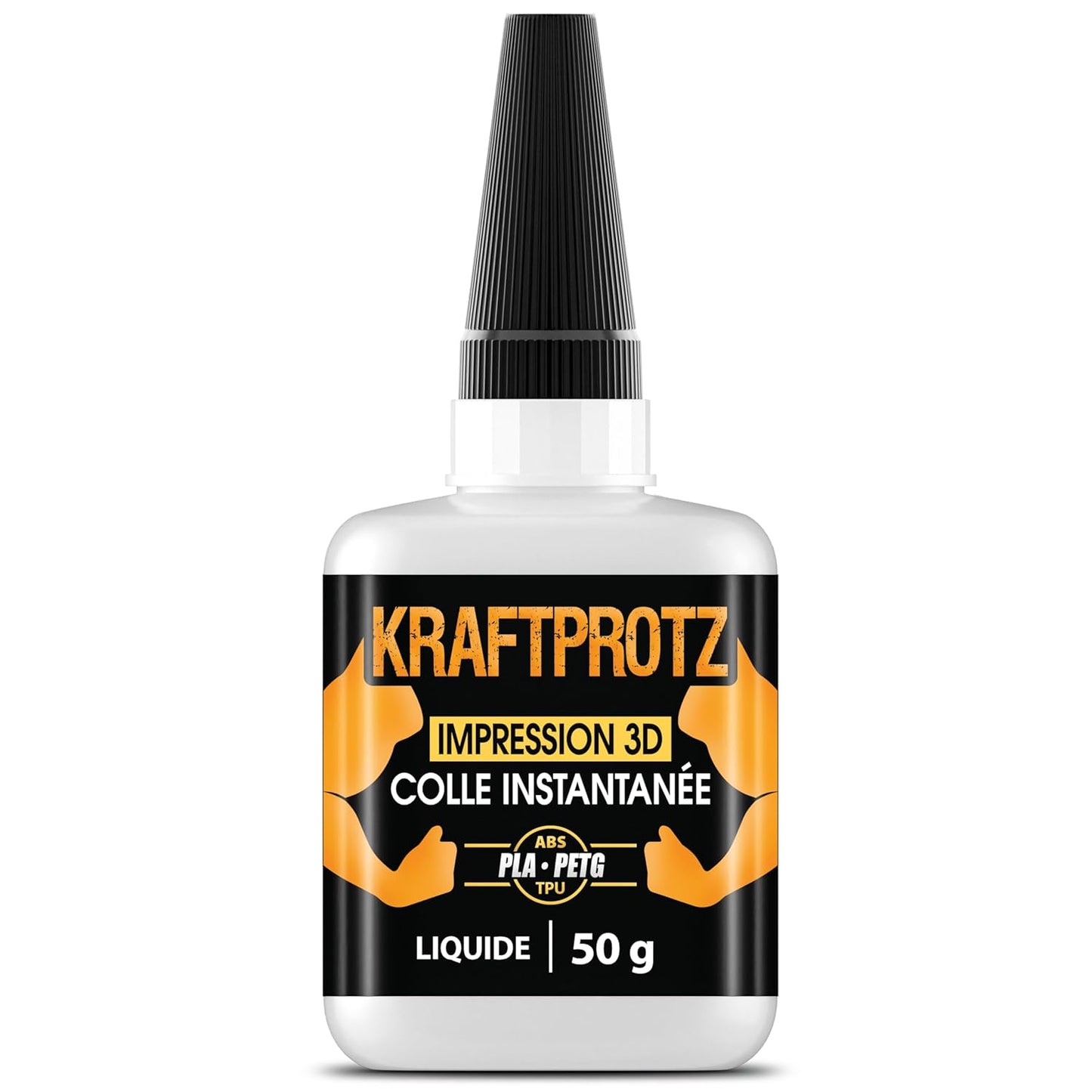 Colle Liquide pour PLA Impression 3D Extra Forte 50 g – Super Glue XXL pour ABS, PETG &amp; TPU – Capillaire, Transparente &amp; Résistante à l'Eau – Aiguille Anti-Séchage