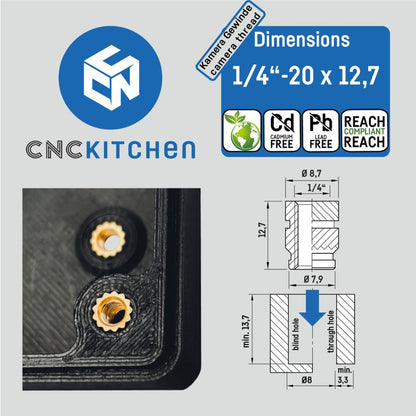 CNC Kitchen Inserts Filetés 1/4"