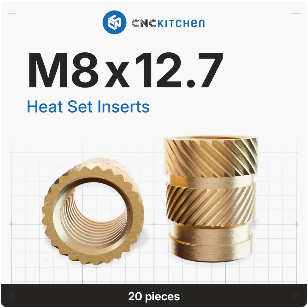 CNC Kitchen - Inserts Filetés M8x12.7 Standard - Lot de 20 pièces