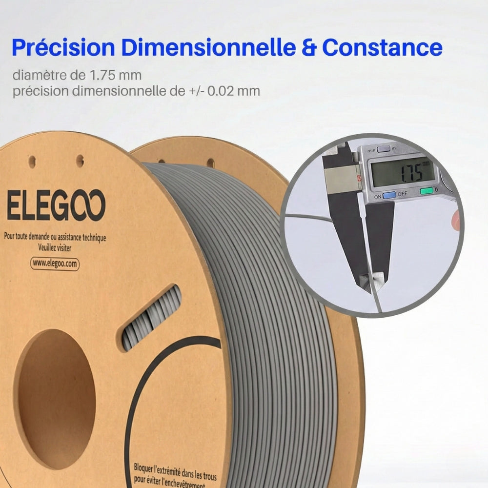 Elegoo - PLA - Gris (Grey) - 1,75 mm - 1 kg - RFID