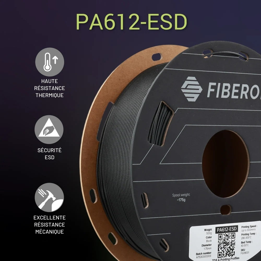 Fiberon PA612-ESD Noir (Black) - 1.75 mm - 500g