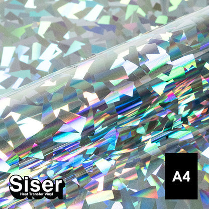 Siser - Holographic Flex - Feuille A4 Thermocollant - (H0087) Crystal Argent - 20 x 30 cm