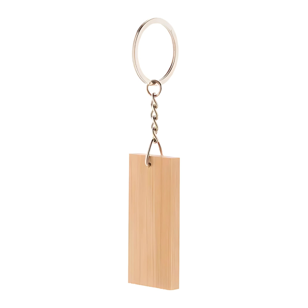 MissKraft - 5 Porte Clés Rectangulaires à graver en bambou