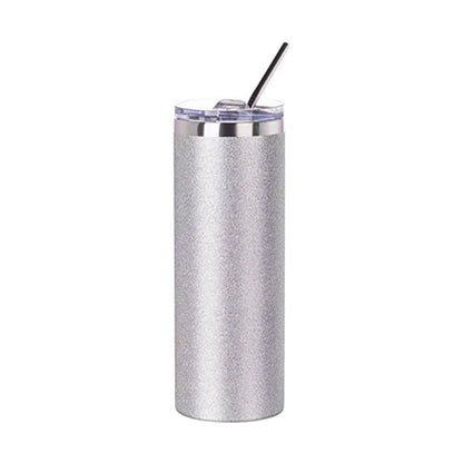 MissKraft Sublimation | Verre en Acier avec Paille | Argent | 600 ml