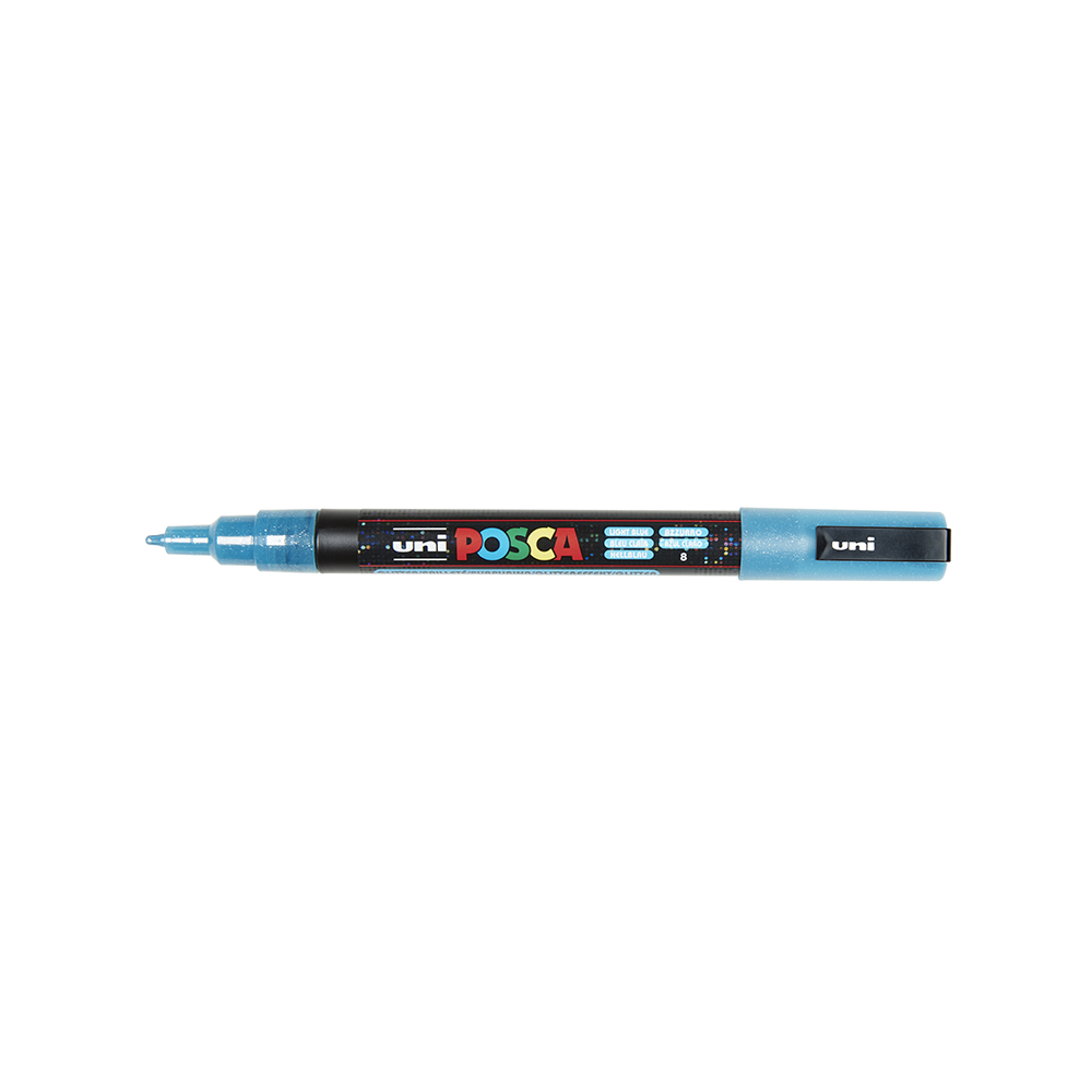 POSCA - Marqueur Pointe Conique Fine - Bleu Clair Pailleté