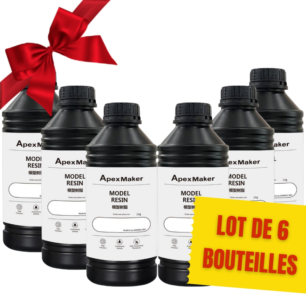 Pack ApexMaker - 6x Résine Standard (Model Resin) - Blanc (White) - 1 kg