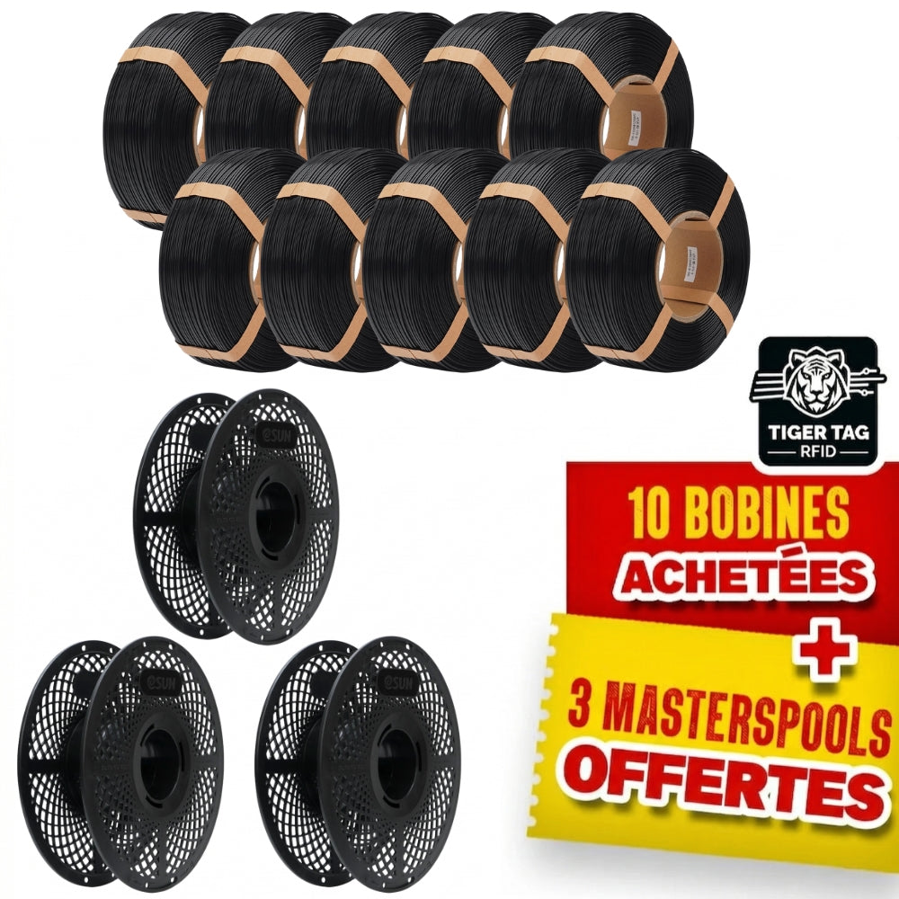Pack Refill eSun - 10x PLA-HS High Speed Noir + 3 Masterspool Offertes
