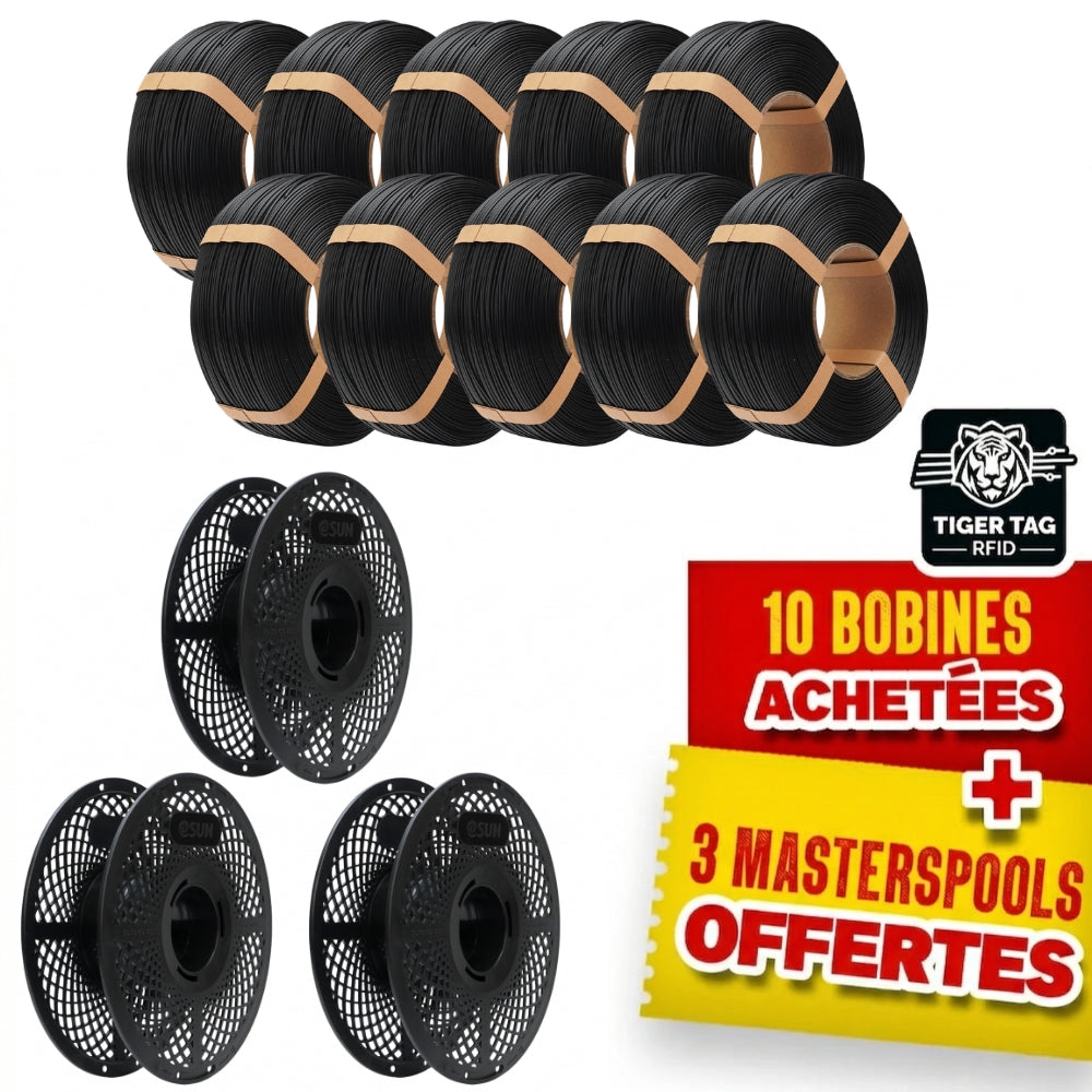 Pack eSun 10 PLA Basic - Noir (Black) + 3 Masterspool Offertes