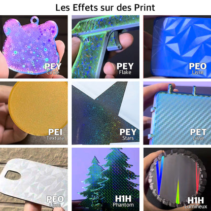 Ziflex - Plateau d'Impression pour Bambu Lab Séries X1/X2/P1/P2/A1 - PEY flake & PEI Textured - 257 x 257 mm