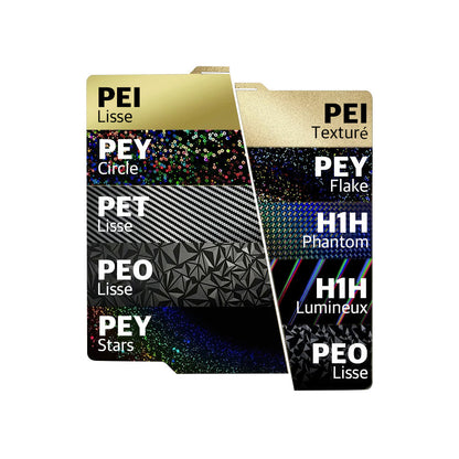 Ziflex - Plateau d'Impression pour Bambu Lab Séries X1/X2/P1/P2/A1 - PEY flake & PEI Textured - 257 x 257 mm