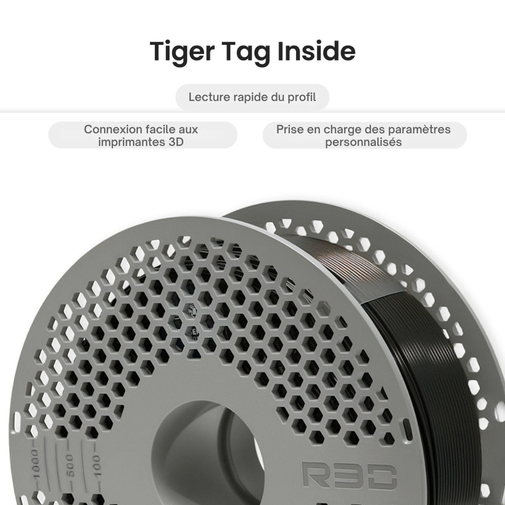 R3D - PLA High-speed - Noir (Black) - 1,75 mm - 1 kg avec RFID TigerTag