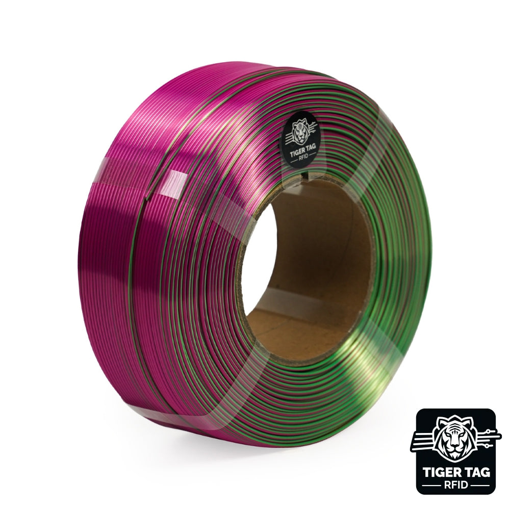 R3D - Tri-Silk color - Or/Vert/Fuschia (Gold/Green/Fuchsia) - 1,75 mm - 1 kg Refill avec RFID TigerTag