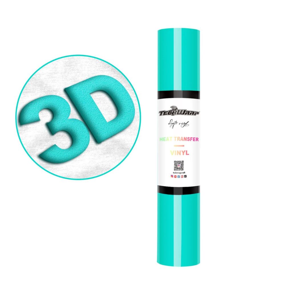 TeckWrapCraft - Puff HTV - Vinyle Transfert à Chaud - Bleu Tiffany - 1,5 m