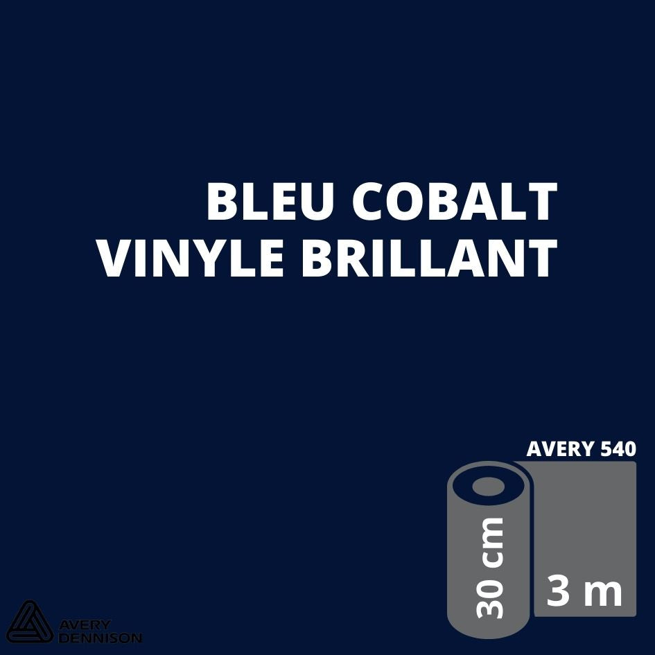 AVERY 500 - Vinyle Adhésif - Bleu Cobalt Brillant - 30 cm x 3 m