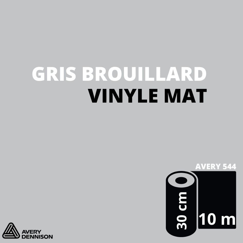 AVERY 500 - Vinyle Adhésif - Gris Brouillard Mat - 30 cm x 10 m