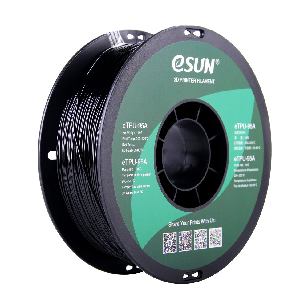 Bobine eSun de eTPU-95A Black - 1 kg - Bobine en plastique