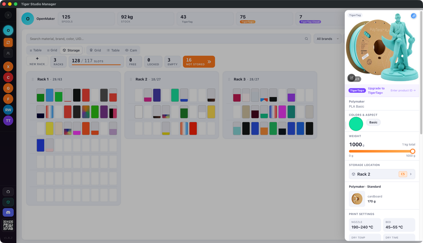 Tiger Studio - Smart Filaments & Printer Manager pour macOS