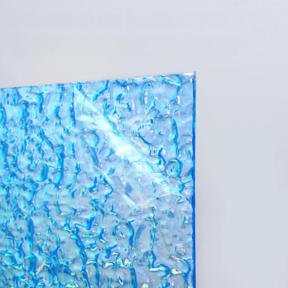 xTool - 3 Plaques Acryliques Iridescentes - Bleu Transparent avec Relief - 3 mm - 30 x 30 cm